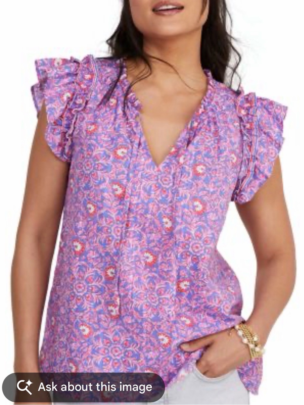 Vineyard Vines Katama Tile Ruffle Popover Top (XS)